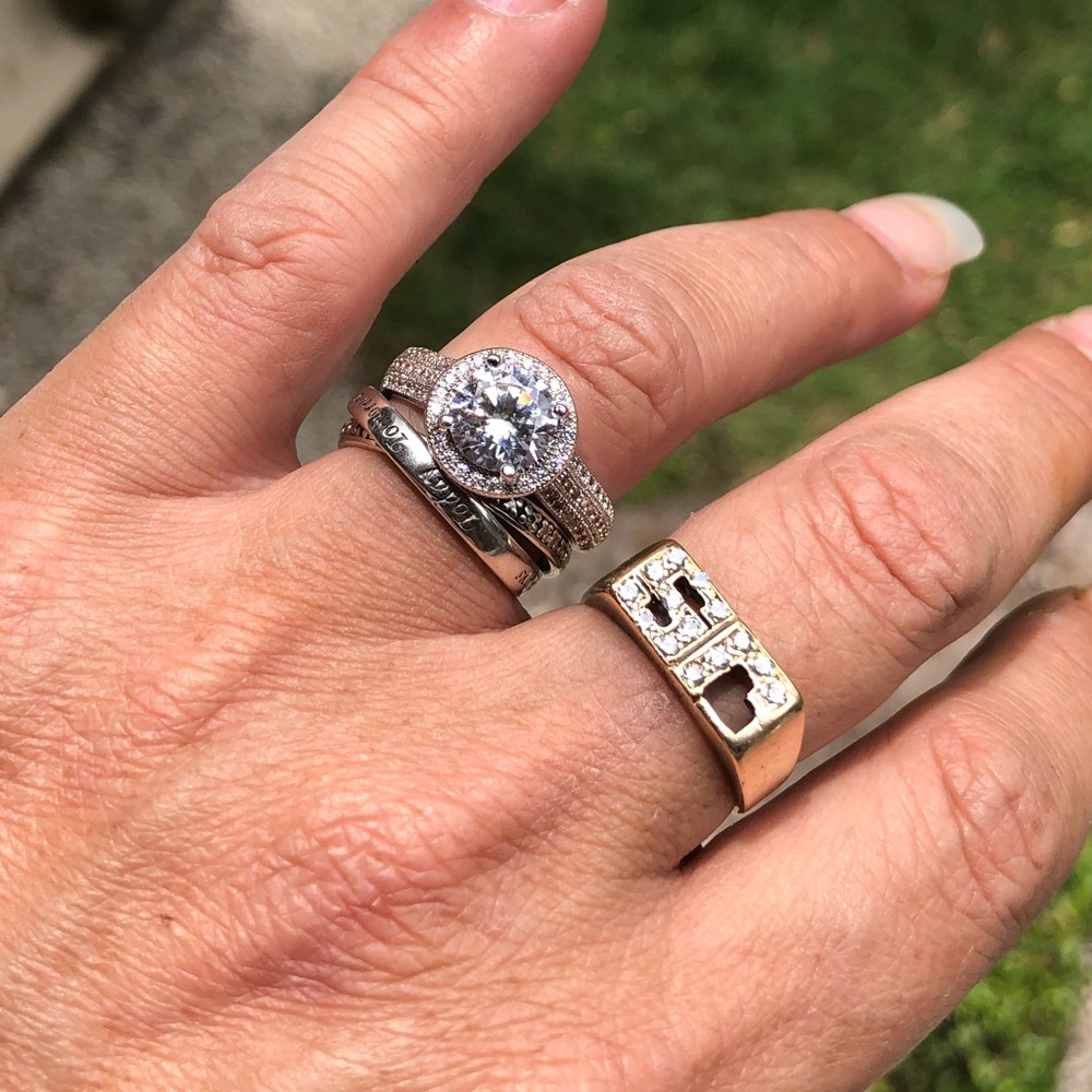 LAST 1* Gorg* Platinum Plated CZ AAA Sterling Halo - Picture 5 of 6